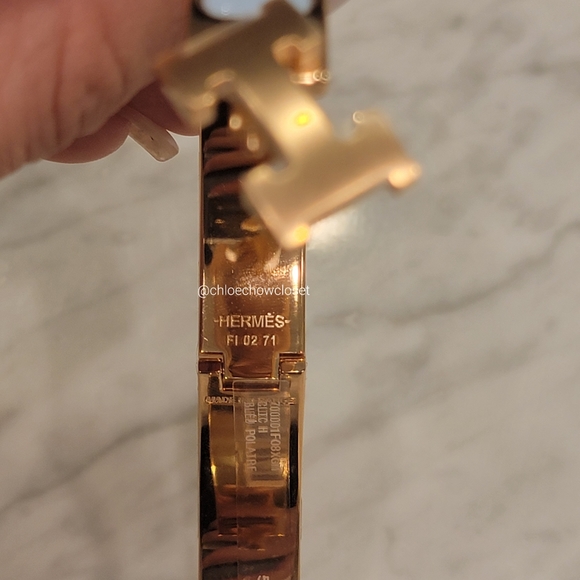 HERMES CLIC H ROSE GOLD ENAMEL BRACELET GM (BLEU POLAIRE) - Picture 7 of 7